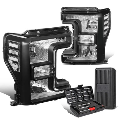 Black/Clear Signal Headlight Lamps for Ford F-250 Super Duty (2017–2019)