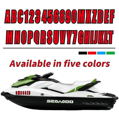 Red Sticker Decals A-Z Letters & 0-9 Numbers for Marine Boat (Boat Stickers)