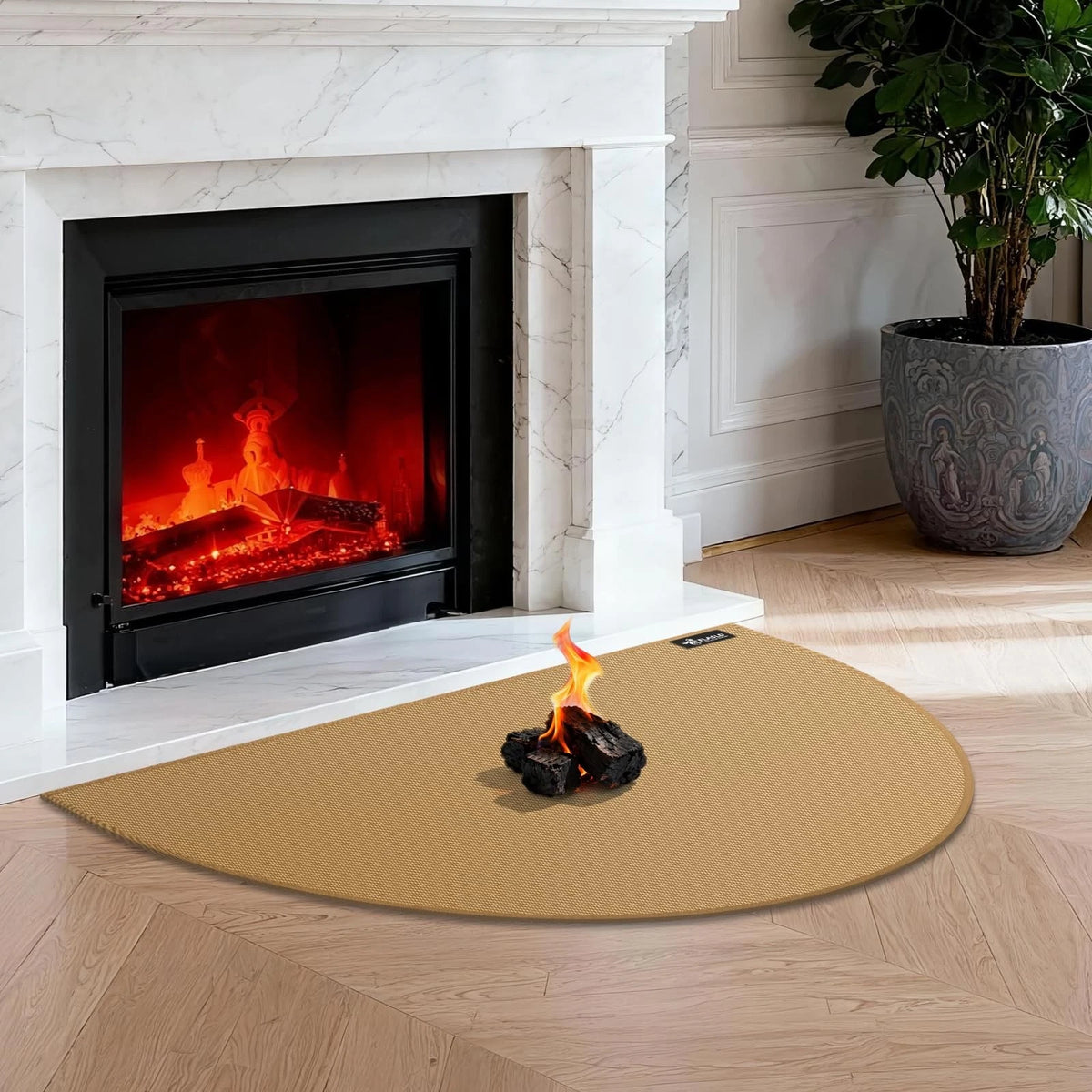 24x42 Inch Fireproof Half Round Hearth Mat for Fireplace Protection