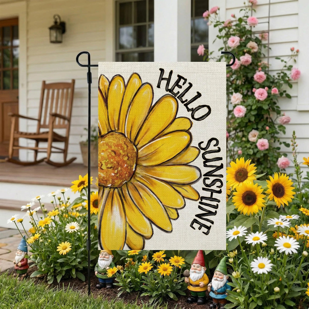Summer Garden Flag for CROWNED BEAUTY (12x18 Inch, Off White)