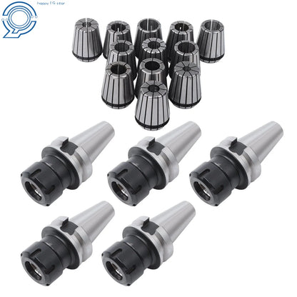 Set of 5 BT40 ER32 Precision Chucks with 12 Collets for High Speed (20000RPM)