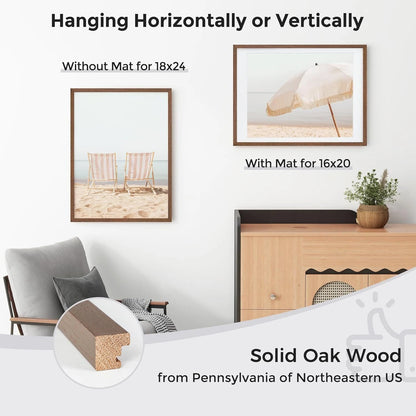 18x24 Poster Frame for 16x20 Pictures (Solid Oak Wood)