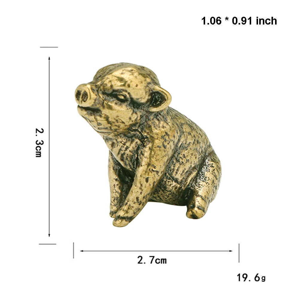 Solid Brass Pig Figurine for Home Decor (Small Animal Statue)