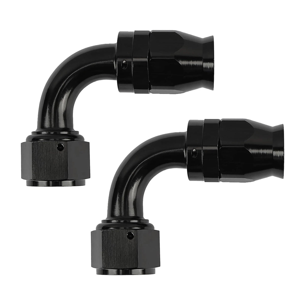 2X 90 Degree 12AN PTFE Hose End Fitting Black for Performance Hoses