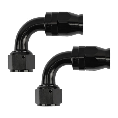 2X 90 Degree 12AN PTFE Hose End Fitting Black for Performance Hoses