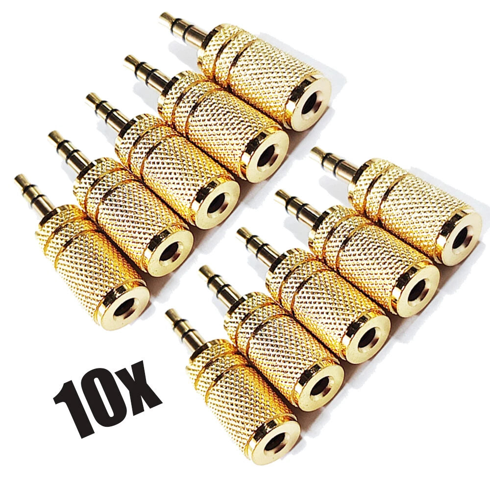 10Pcs 3.5mm Stereo TRS Male to Mono TS Female Audio Adapter