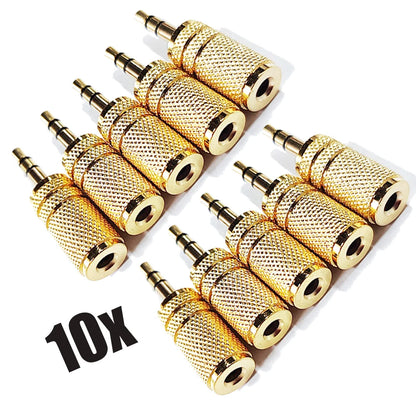 10Pcs 3.5mm Stereo TRS Male to Mono TS Female Audio Adapter