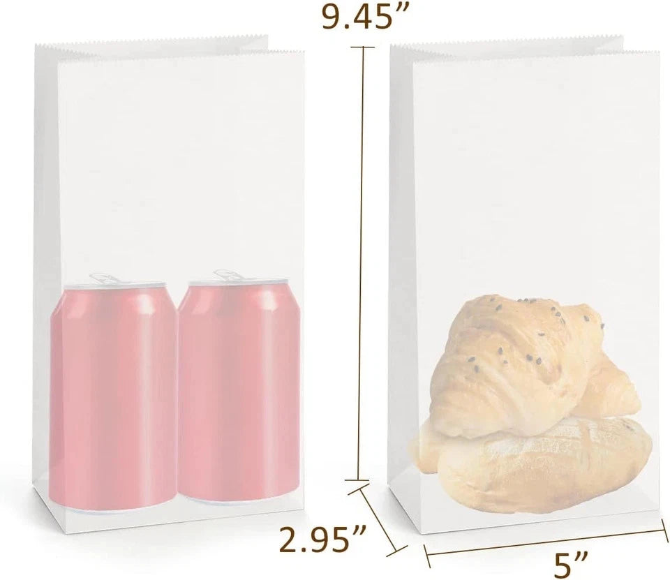 Set of 100 Paper Lunch Bags for Sack Lunches (5x2.95x9.45")