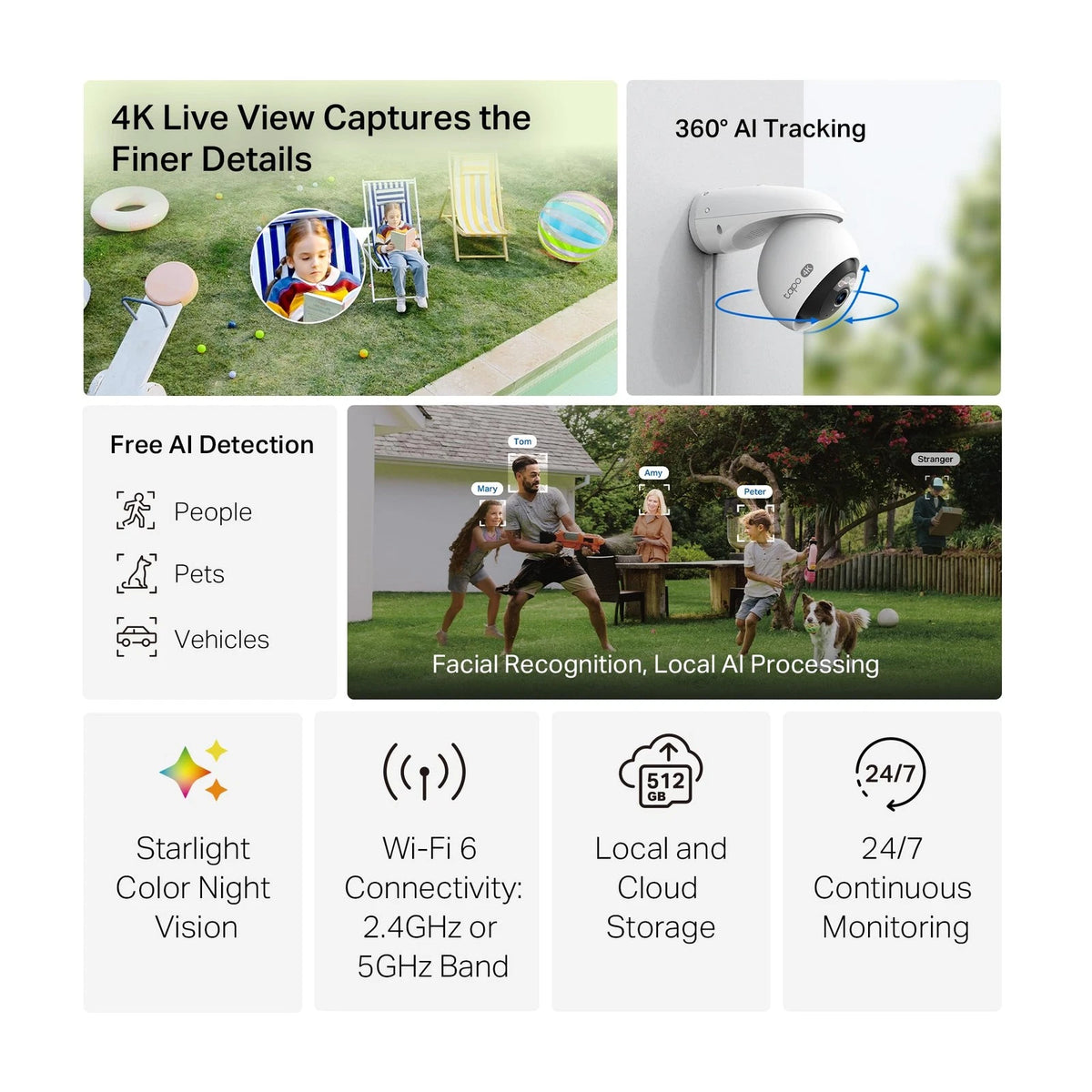 4K 8MP Wired Pan/Tilt Outdoor Security Camera for Tapo (2023)
