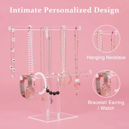 Jewelry Stand Necklace Holder, Acrylic Clear (10.2 x 10.1 x 3.7 inches)