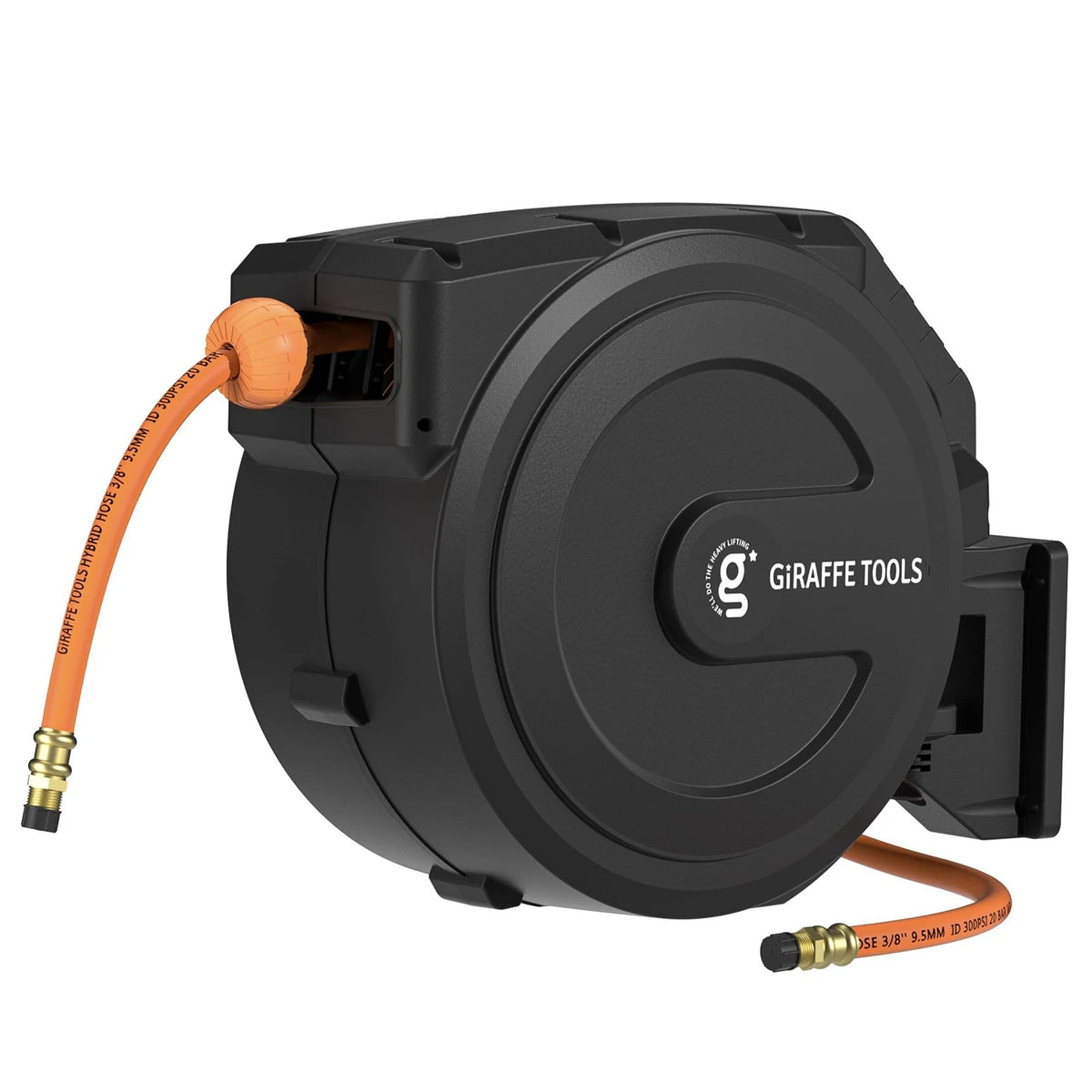 Retractable Air Hose Reel for Giraffe Tools (Enclosed, 3/8 in., Black)