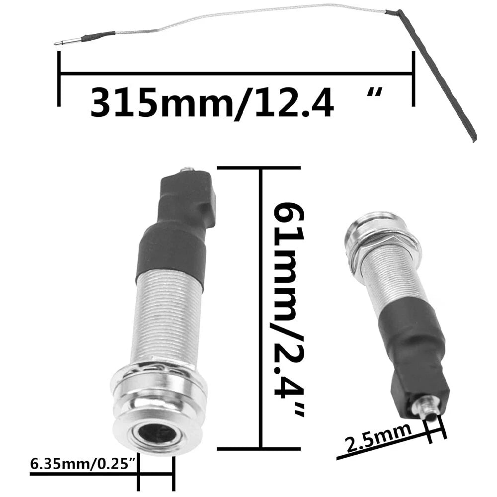 2X Piezo Bridge Pickups for Acoustic Guitar with 6.35mm Jack