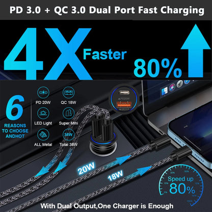 38W Fast Charge USB C Car Charger Adapter for Universal Use