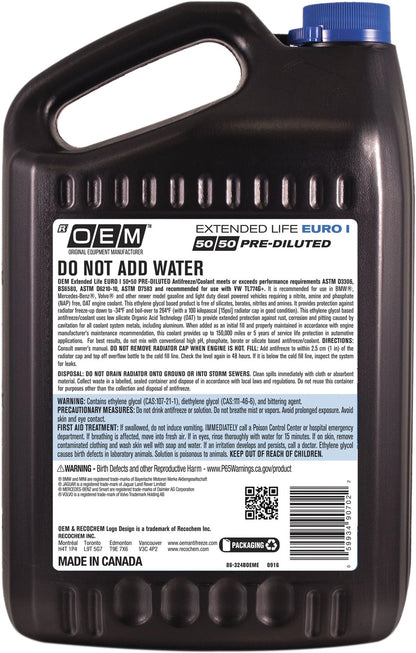 1 Gallon Premium Antifreeze for European Vehicles (2010–2023) Blue
