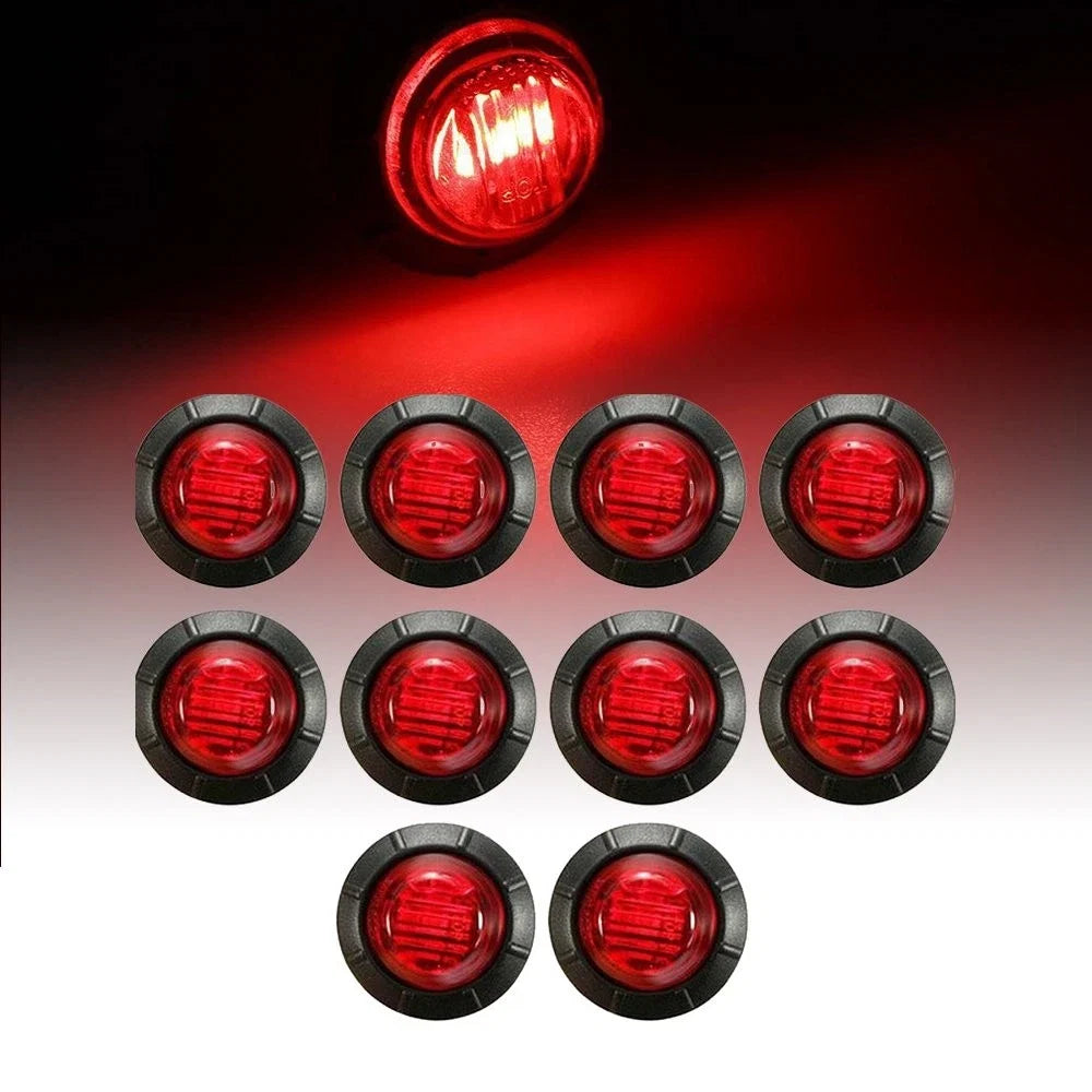 10pcs 3/4" Mini Red 3LED Side Marker Lights for Lorry (12V)