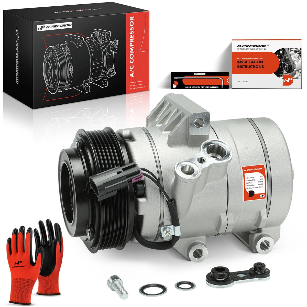 A-Premium A/C Compressor with Clutch for Ford Fusion Lincoln MKZ (2006–2012) 8E5Z19703A, 6E5Z19703A, 68669