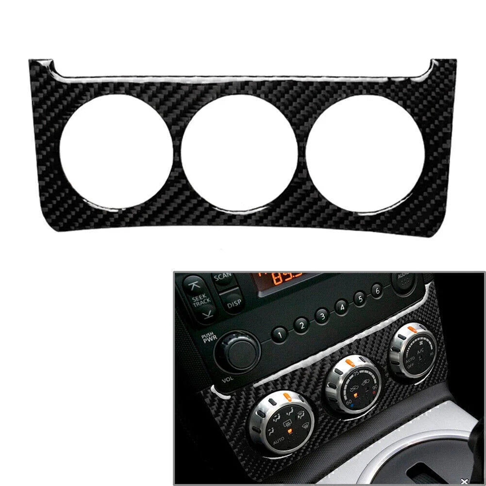 Carbon Fiber Central Console Dashboard Knob Cover Trim for Nissan 350Z (2003–2009)