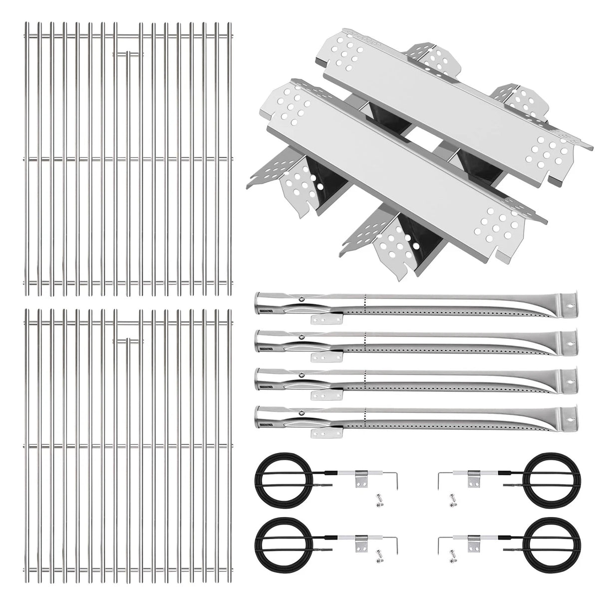 Stainless Cooking Grate and Heat Shield Kit for 4-Burner Grill (SS)