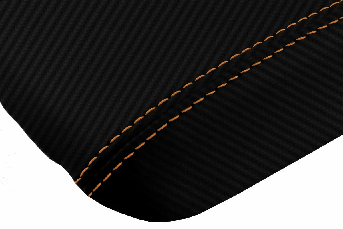 Carbon Fiber Console Lid Armrest Cover for Honda Civic (2006–2011) Orange Stitch