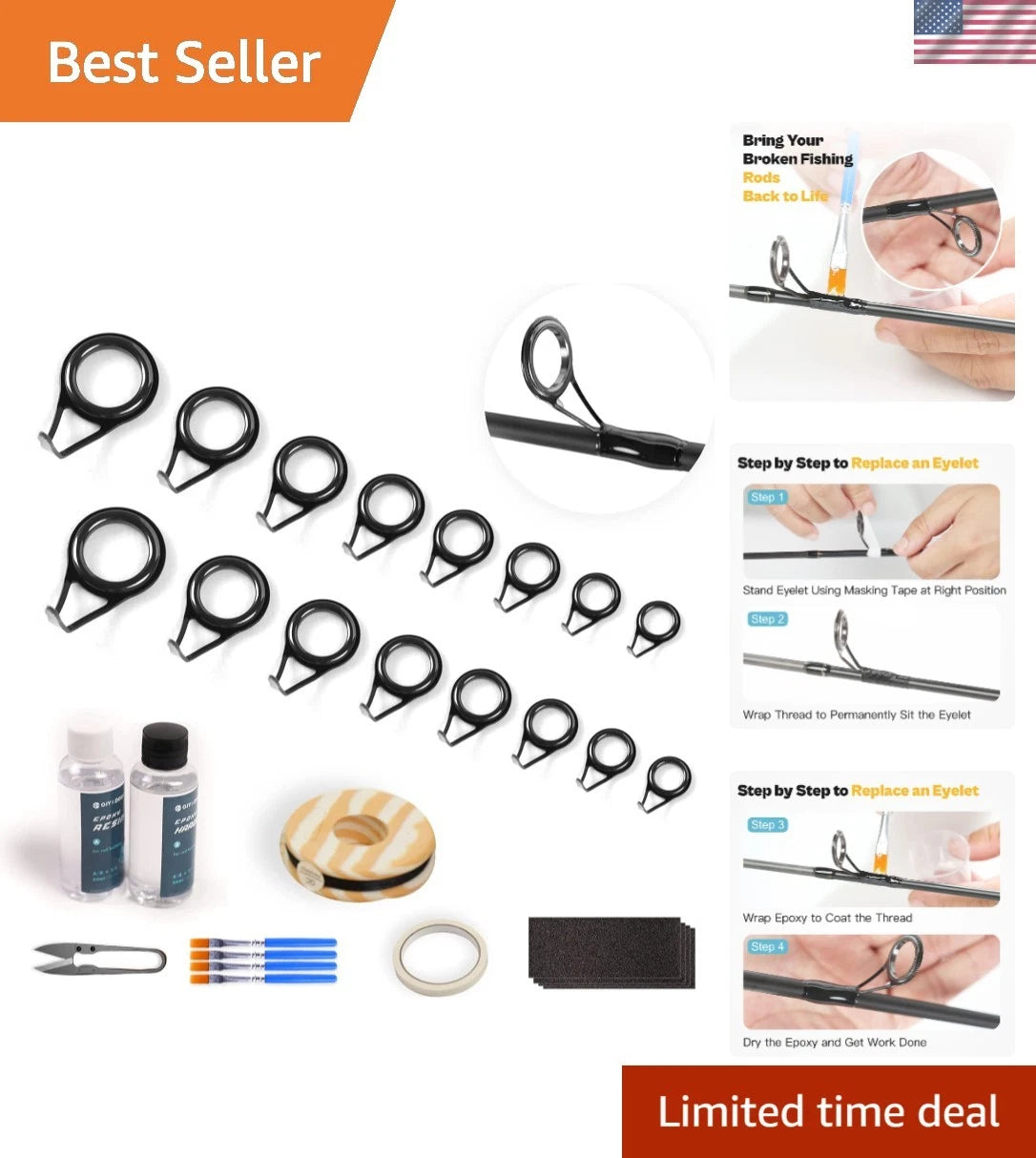 Fishing Rod Repair Kit for Freshwater & Saltwater