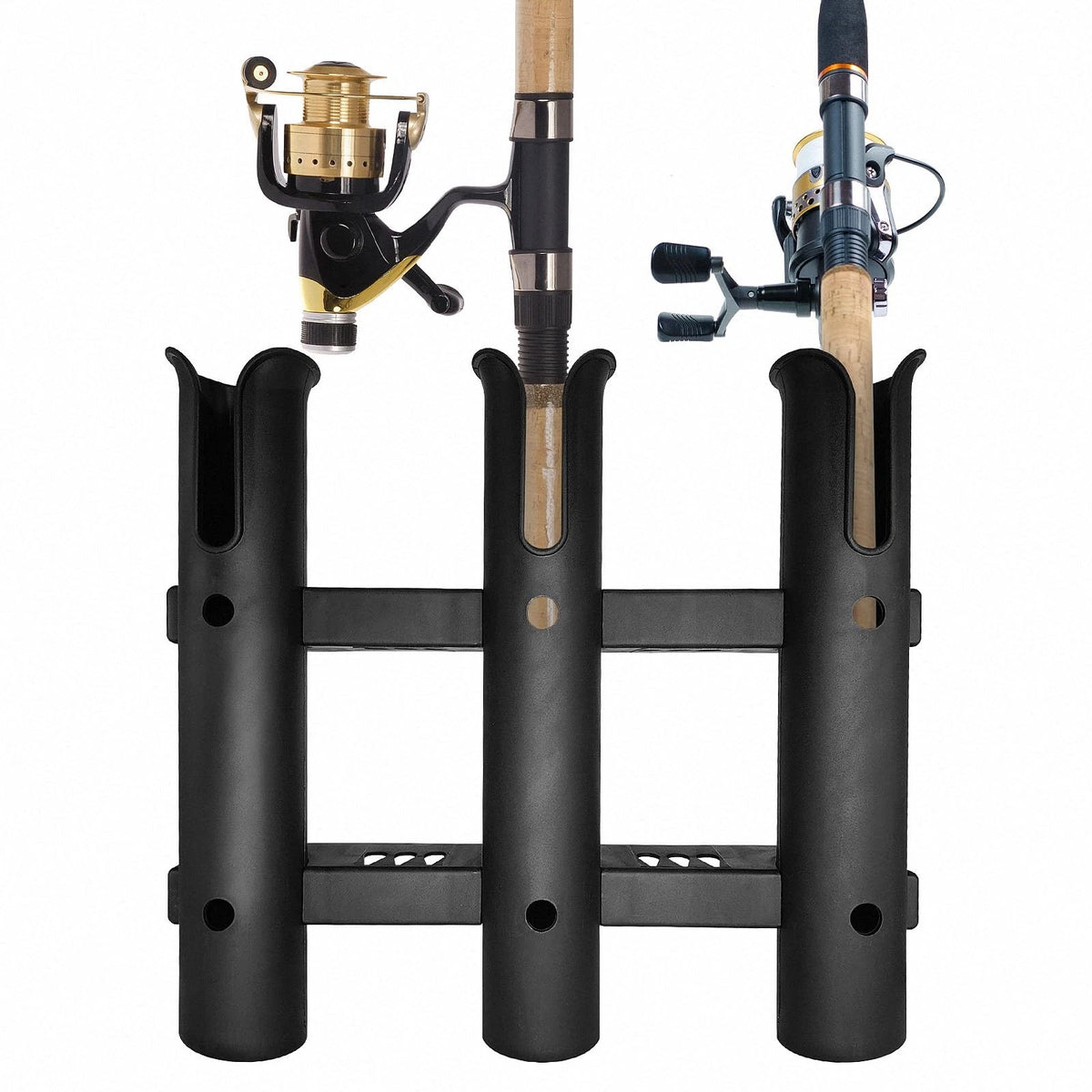 3X Fishing Rod Holder Bracket Tube for Wall Mounting - Black