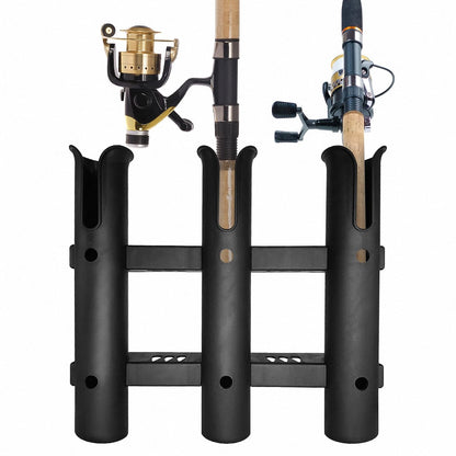 3X Fishing Rod Holder Bracket Tube for Wall Mounting - Black