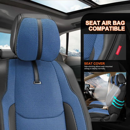 Set of 2 Universal Seat Covers for Cars (1st & 2nd Row) - Blue