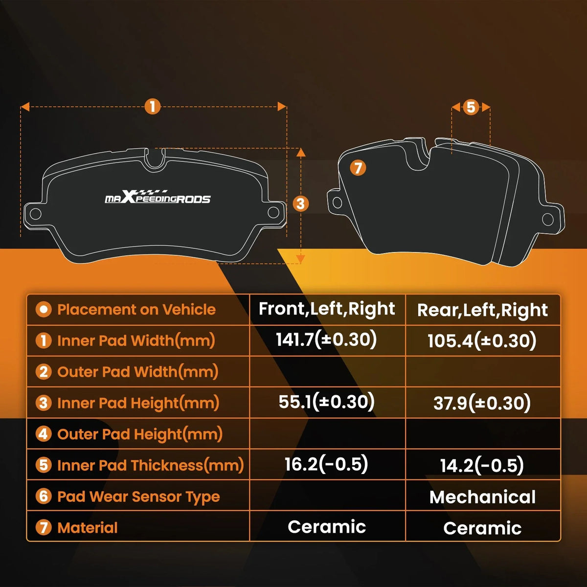 Set of 4 Ceramic Brake Pads for Nissan Altima (2013–2023) P-1650 P-905