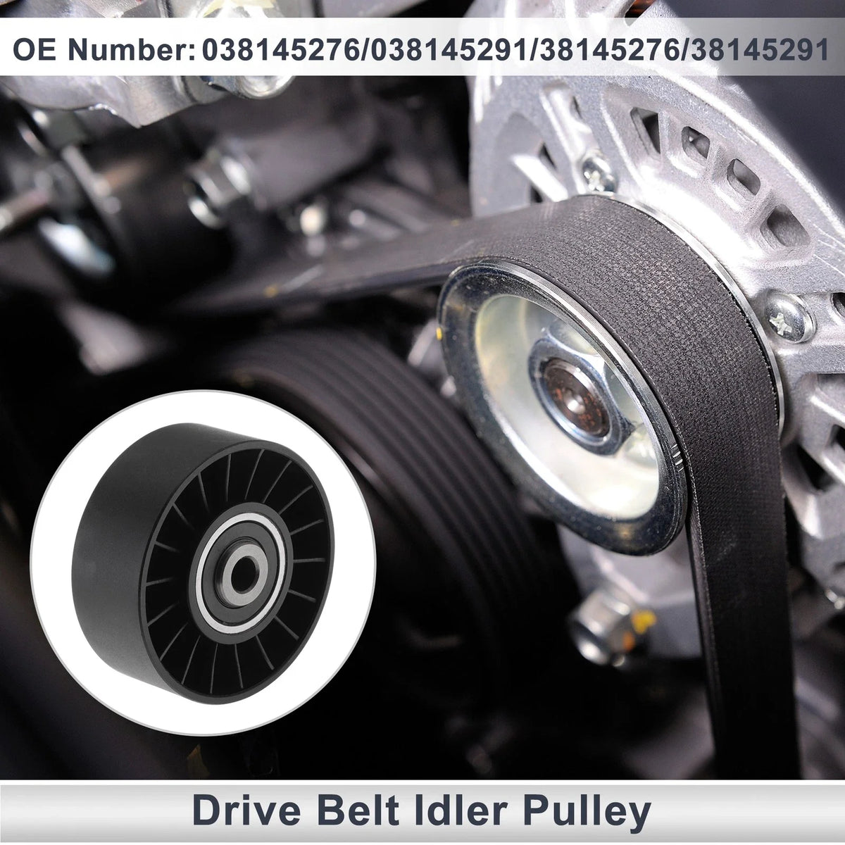 Drive Belt Idler Pulley for Volkswagen Beetle (1998–2004) No. 038145276 Plastic Black