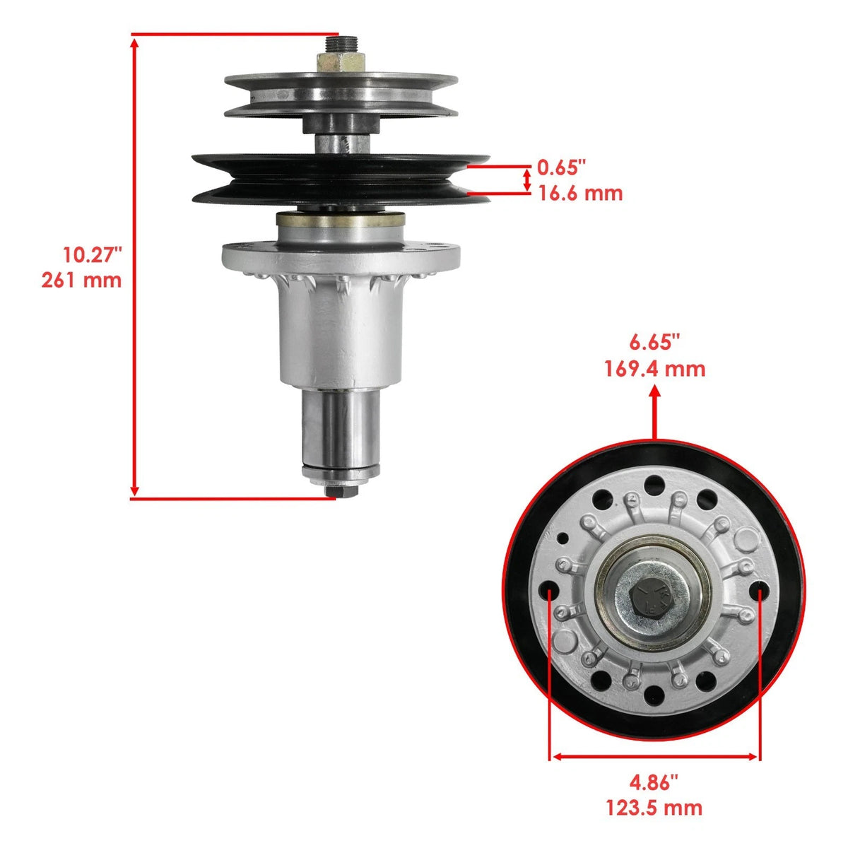 Set of 2 Deck Spindles for Exmark FMD524 (SD221+SD222+SD222 - AA)