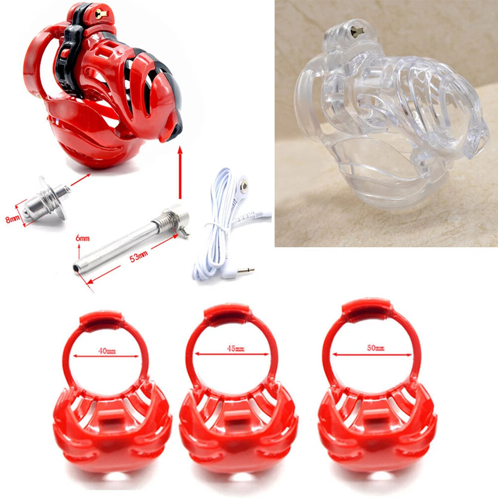Male Electric Chastity Device with Shock Locking Belt for Men