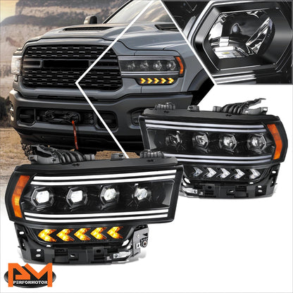 LED DRL Sequential Chasing Signal Projector Headlights for Ram 2500-5500 (2019–2024)
