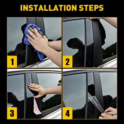 Set of 4 Black Pillar Posts Door Trim Covers for Toyota Tundra Crew Max (2007–2020) EPY