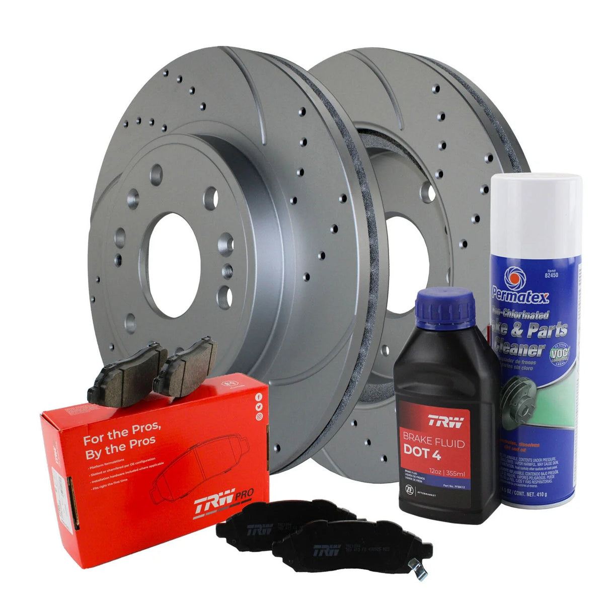Front Brake Kit 330mm Drilled Rotors & TRW Ceramic Pads for Cadillac Chevy GMC