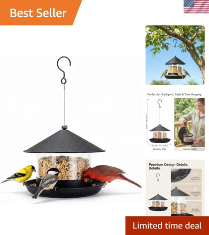 Durable Wild Bird Feeder for Multiple Suspension Options (1.8L)