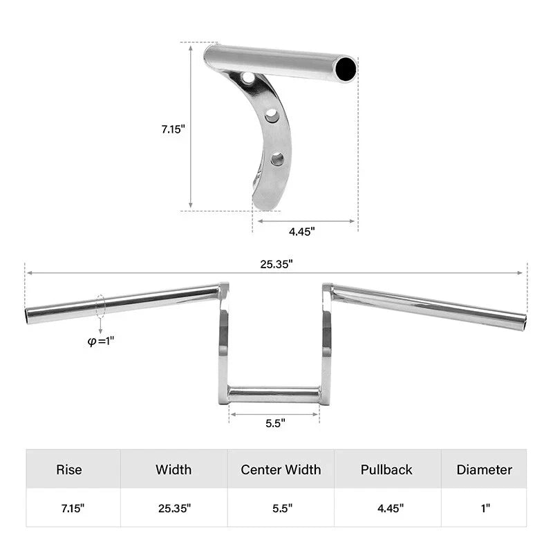 Chrome Handlebar 1" for Harley Sportster XL 883 1200 Softail Dyna (2004–2023)