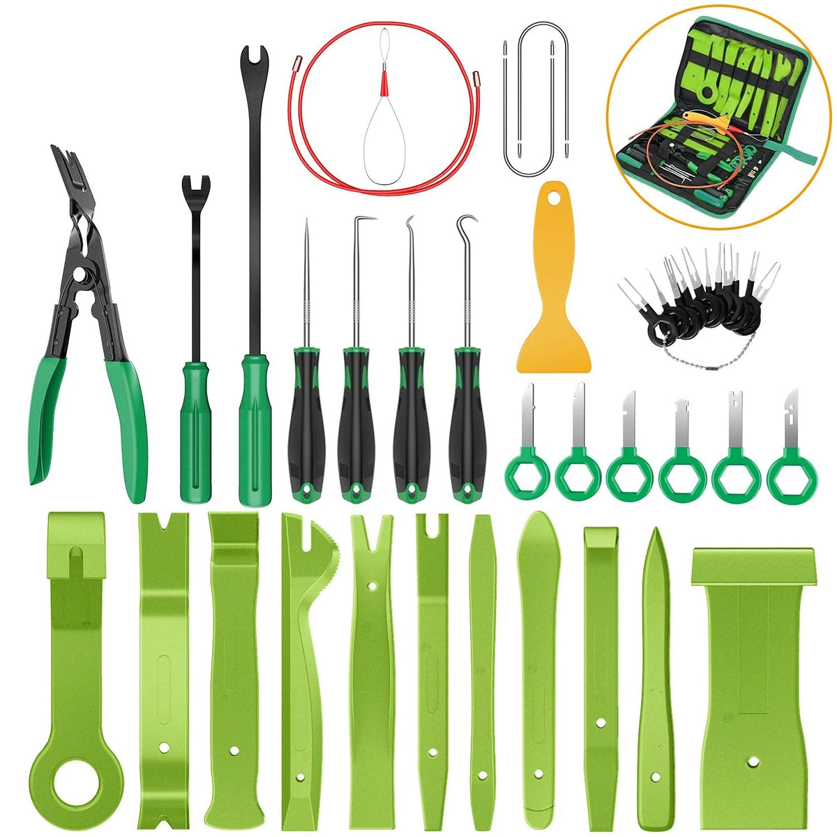 40Pcs Trim Removal Tool for Auto Terminal Key Clip Green