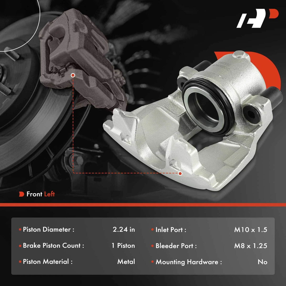 Front Left Brake Caliper for Chevrolet Astra, Saab 9-3, 9-5, 900, Saturn (21019717, 4838967, 5055413, 5084710, 5230107, 19-2038)