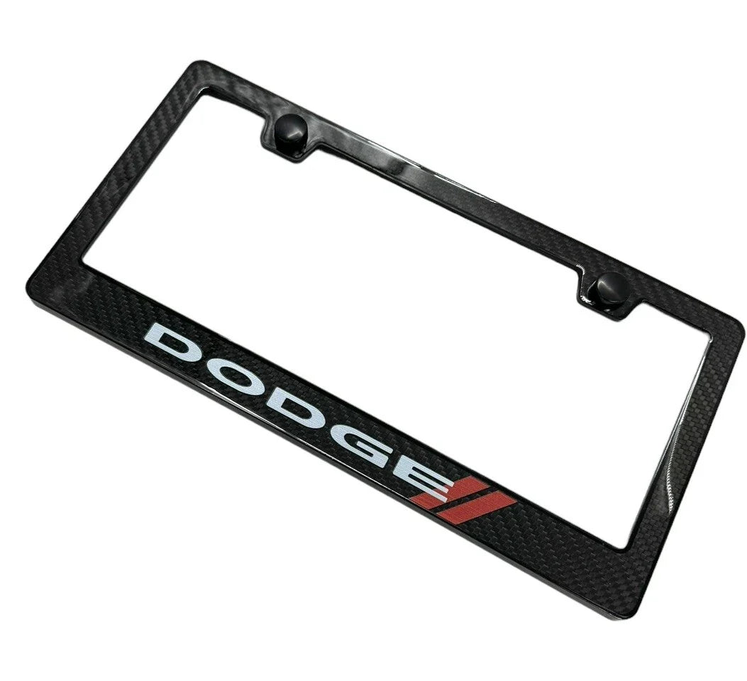 Stripe ABS Real Carbon Fiber License Plate Frame for Dodge (2015–2024)