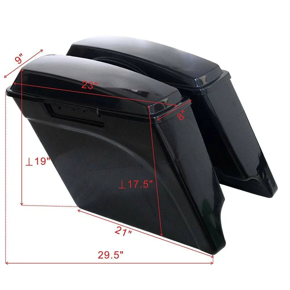 5" Stretched Extended Hard SaddleBags with Conversion Brackets for Harley Softail