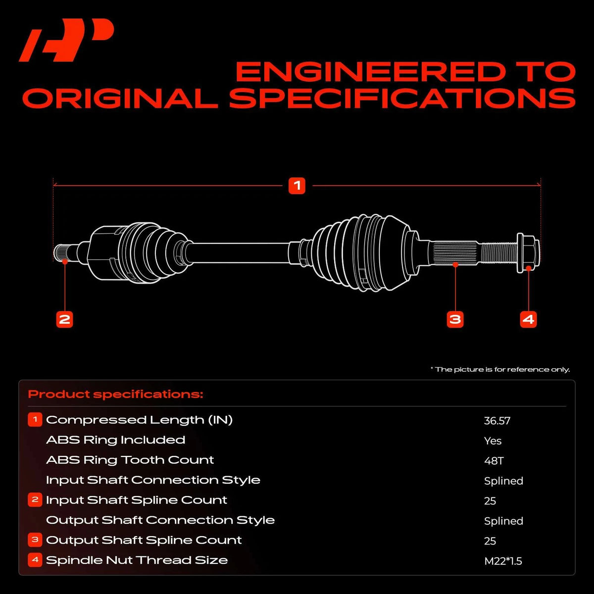 Front Right CV Axle Assembly for Hyundai Accent (2012–2017) 1700-660775, HY-8294