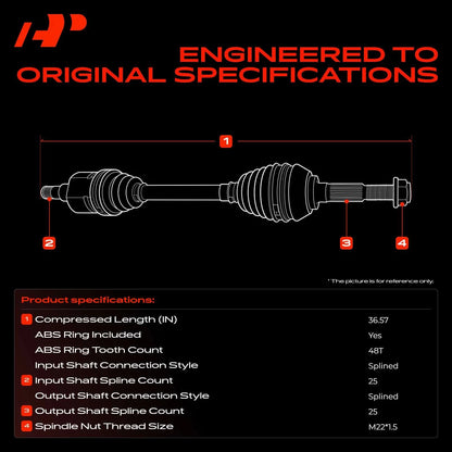 Front Right CV Axle Assembly for Hyundai Accent (2012–2017) 1700-660775, HY-8294