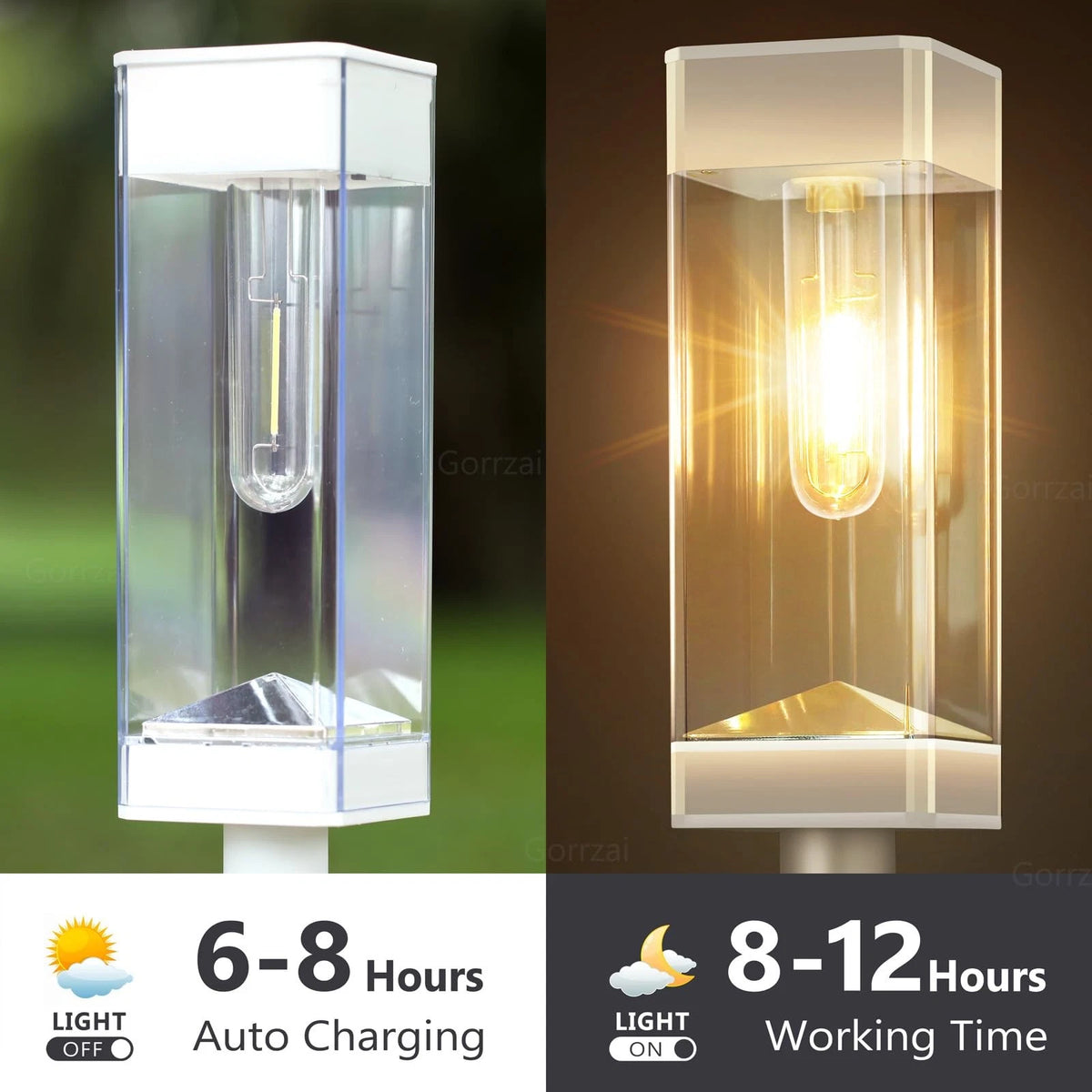 8X Solar Pathway Lights for Outdoor Use with LED Tungsten Filament