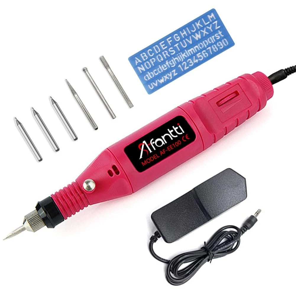 Corded Electric Engraver Pen for Engraving and Etching Tool (Red)