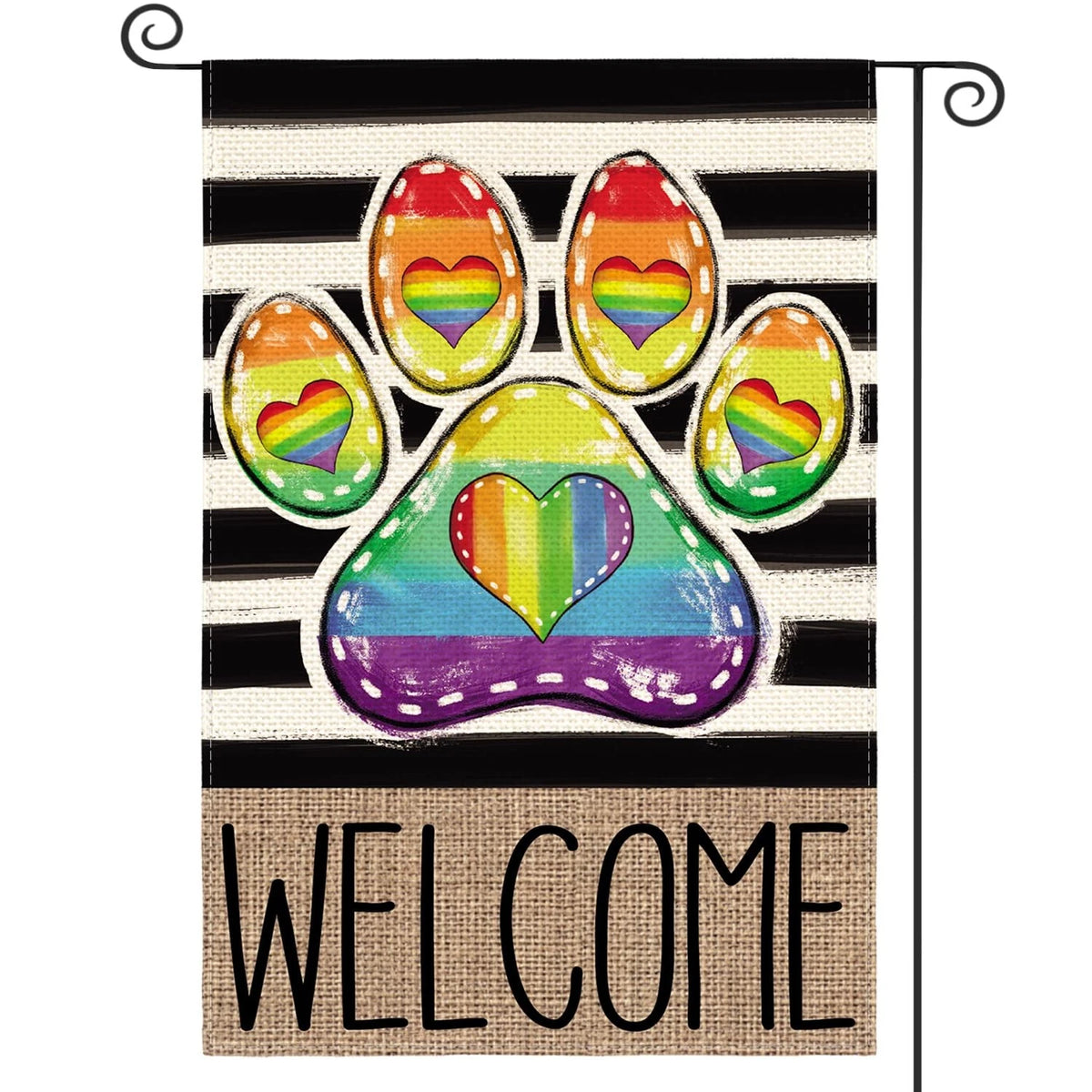 Paw Print Rainbow Pride Garden Flag for Size 12 x 18"