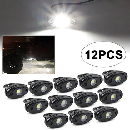 12PCS White 9W LED Engine Rock Light Kit for Jeep Truck SUV (Off-Road)