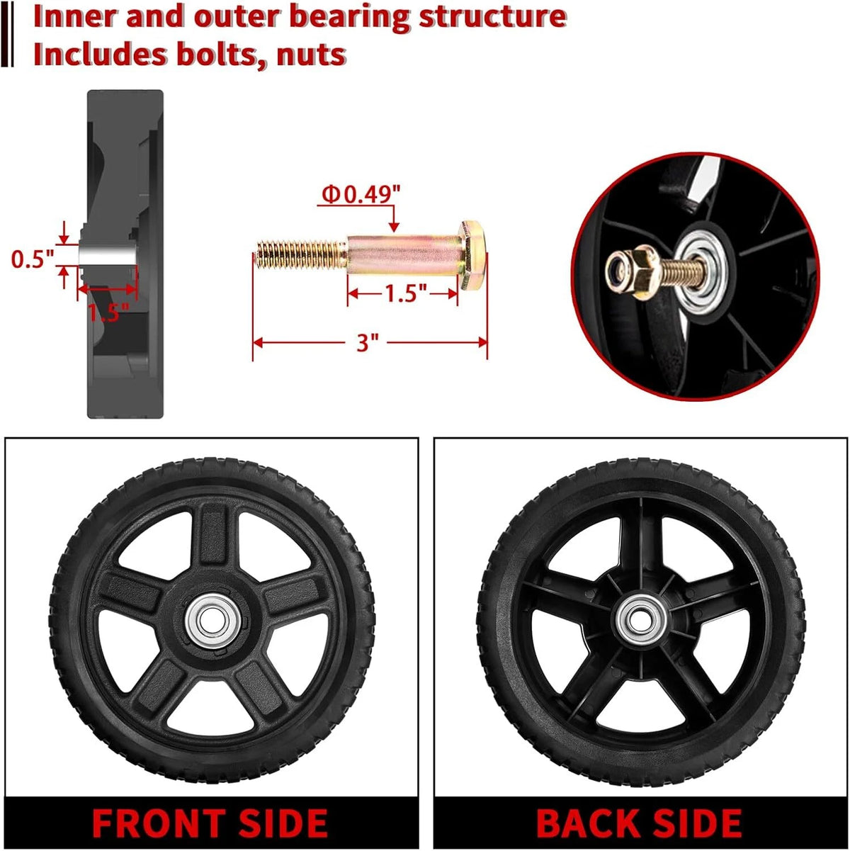 7 Inch Push Mower Wheels for Lawn Mower (No Part Numbers Supplied)
