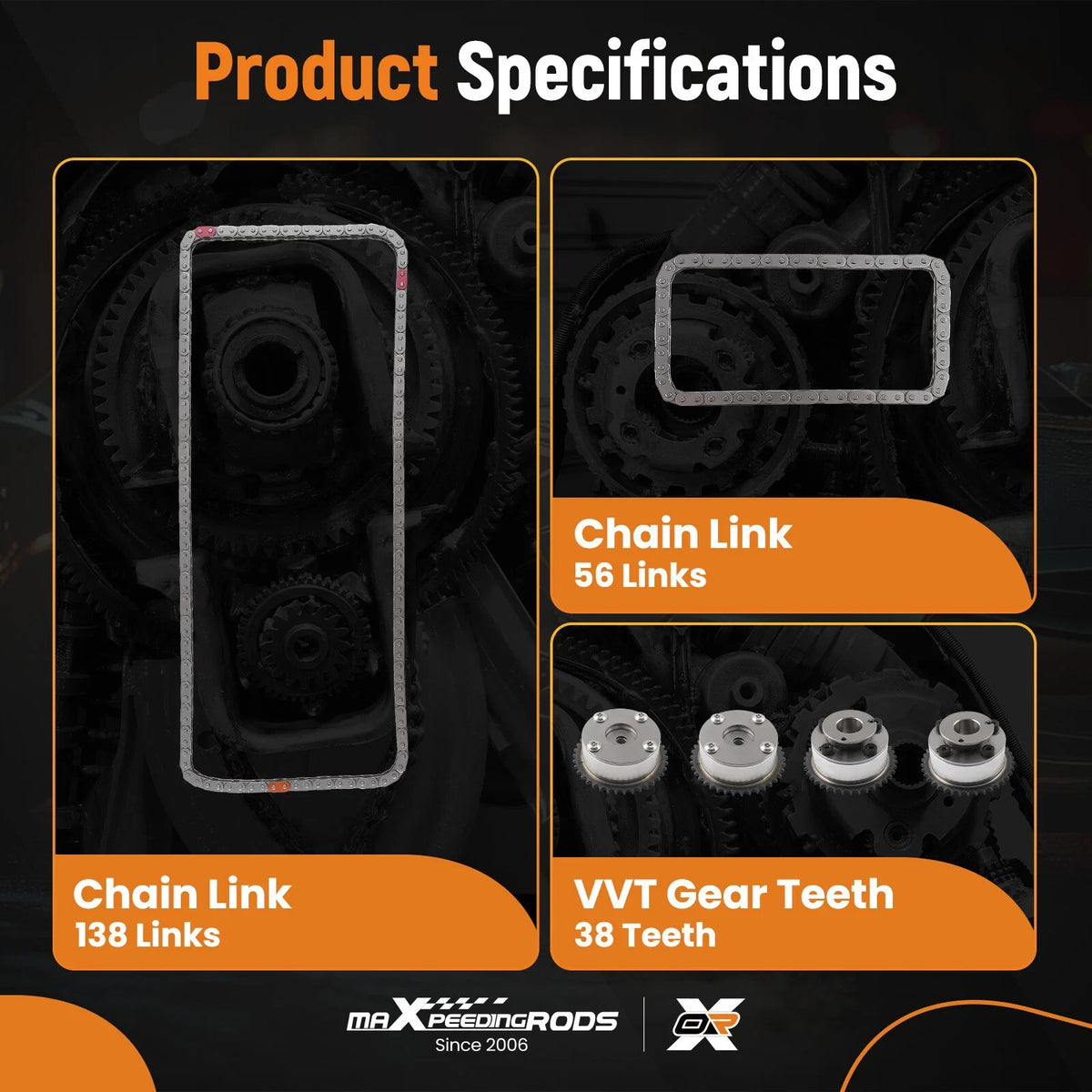 Timing Chain Kit with VVT Gears for Hyundai Santa Fe, Kia Sorento, Genesis