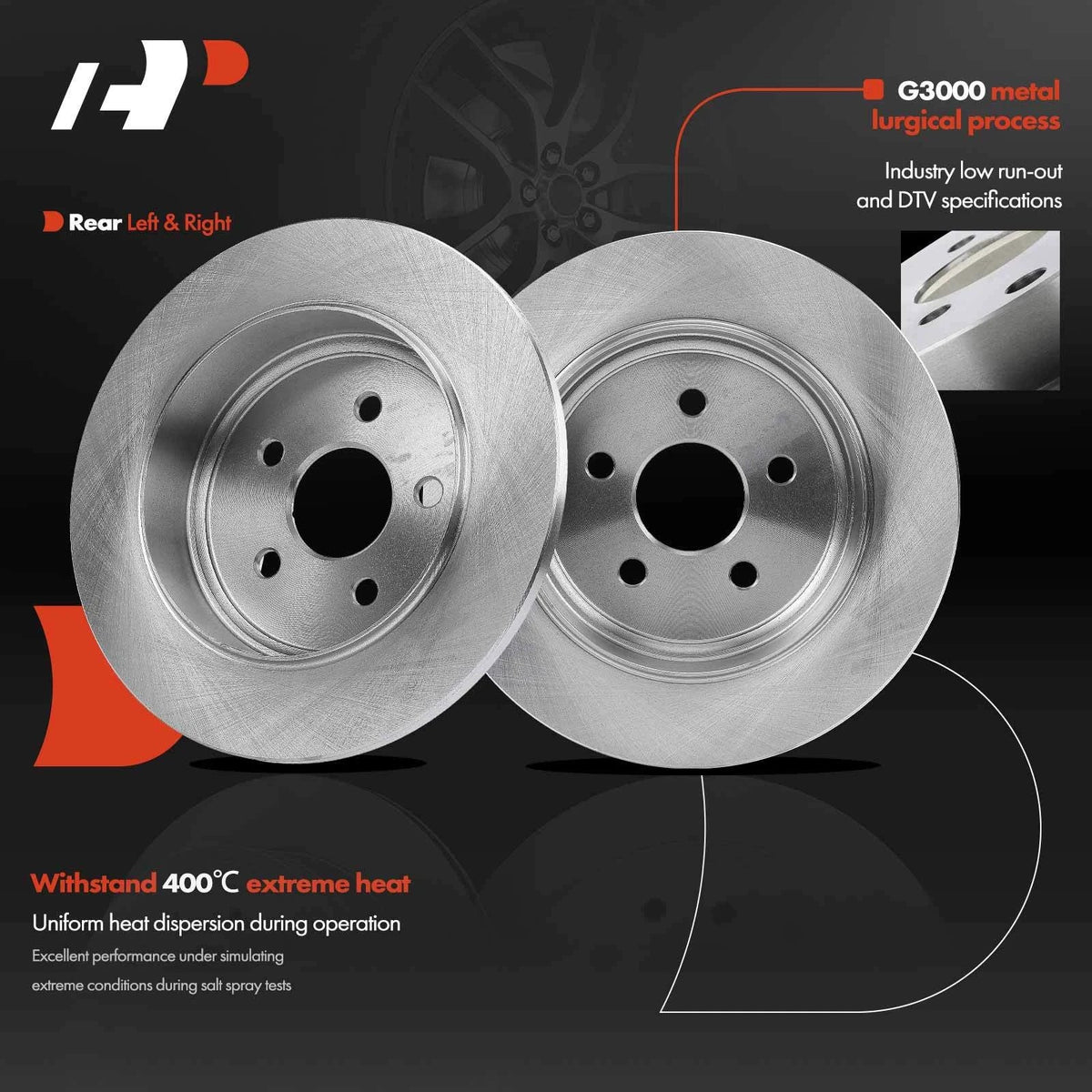 Rear Disc Brake Rotors & Ceramic Pads for Chrysler PT Cruiser (2003–2007)