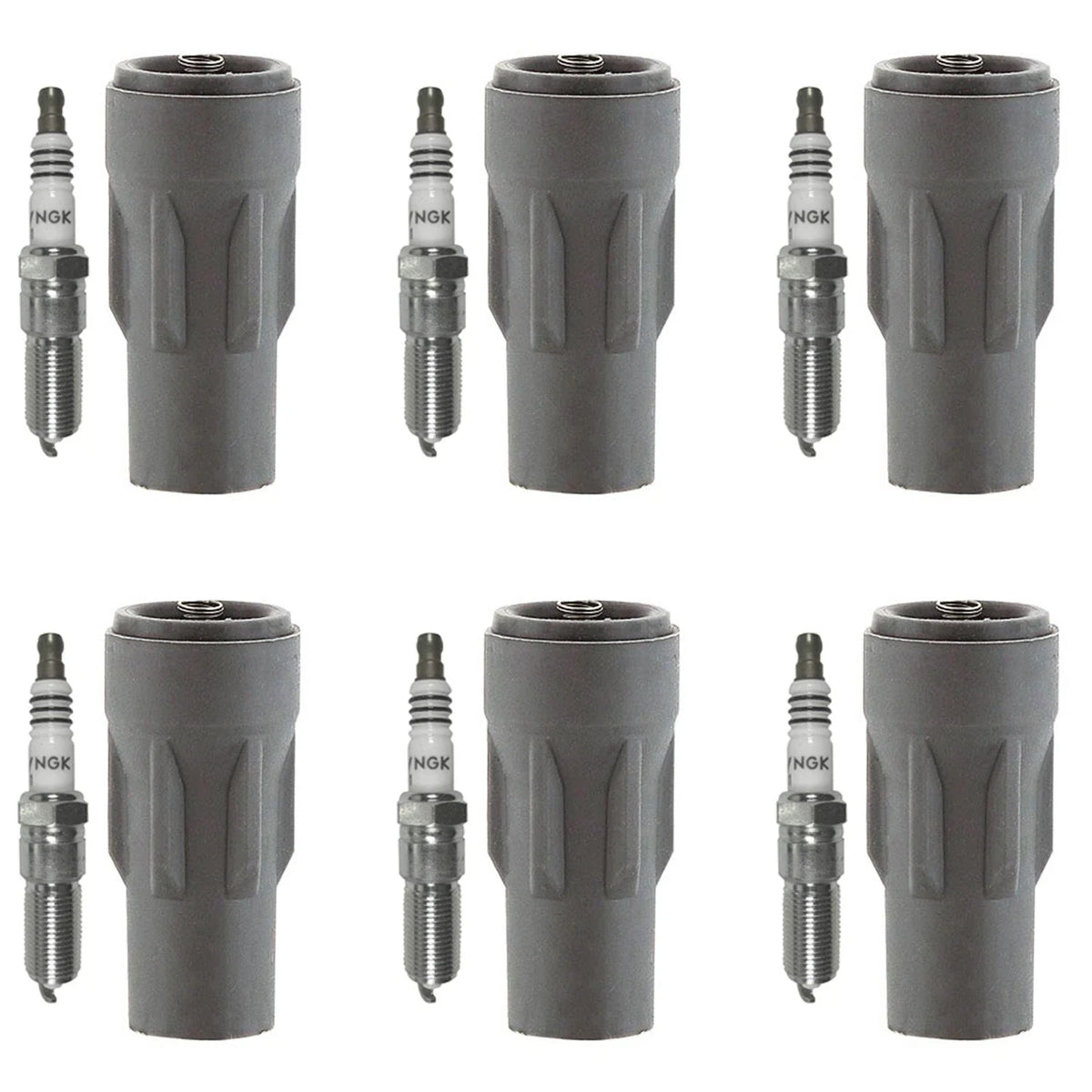 Set of 6 NGK Iridium IX Spark Plugs & Denso Coil Boots for Avenger Magnum (2008–2014)